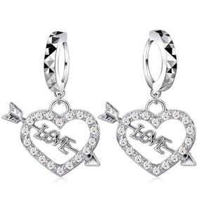 ❤️ NEW 💎 Love Heart Arrow Elegant Women Earrings 925 Sterling Silver Hoop Drop